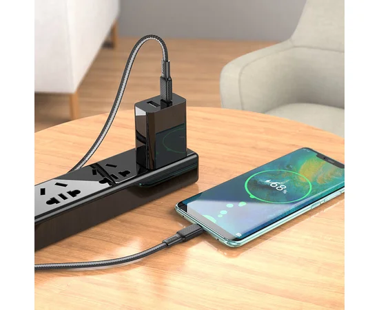 Дата кабель Hoco X69 Jaeger 60W Type-C to Type-C (1m) Черный / Белый