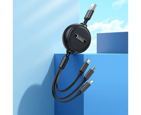 Дата кабель Hoco X75 3in1 Lightning-MicroUSB-Type-C (1m) Black