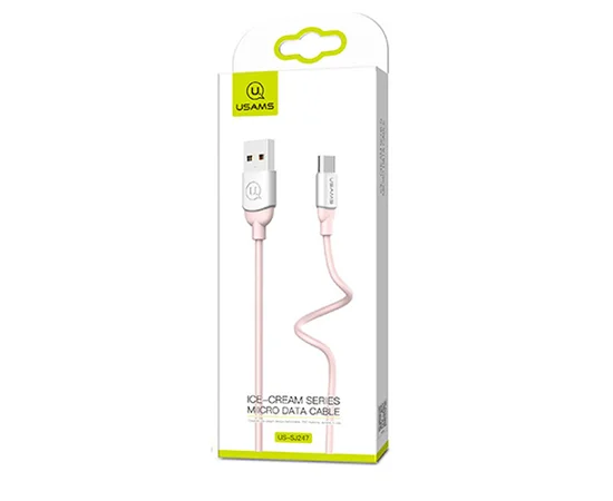 Дата кабель USAMS US-SJ247 Ice-cream series USB to MicroUSB (1m) Рожевий