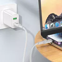 Дата кабель Hoco U120 Transparent explore intelligent power-off PD 27W Type-C to Lightning (1.2m) Gray