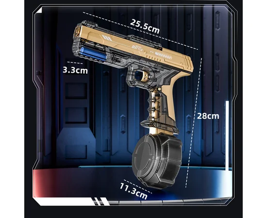 Водный аккумуляторный пистолет Water Gun 66-35 (500ml) with lithium battery Transparent gold