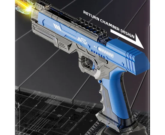 Водяний акумуляторний пістолет Water Gun 66-35 (500ml) with lithium battery Transparent blue