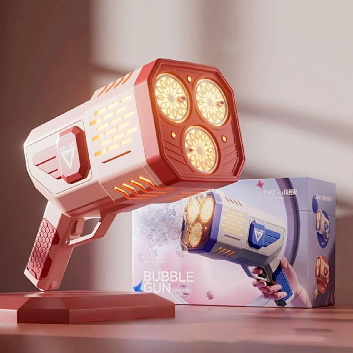 Пистолет с мыльными пузырями SHT 333-16 на 36 отверстий + 2xbottle 150ml Pink
