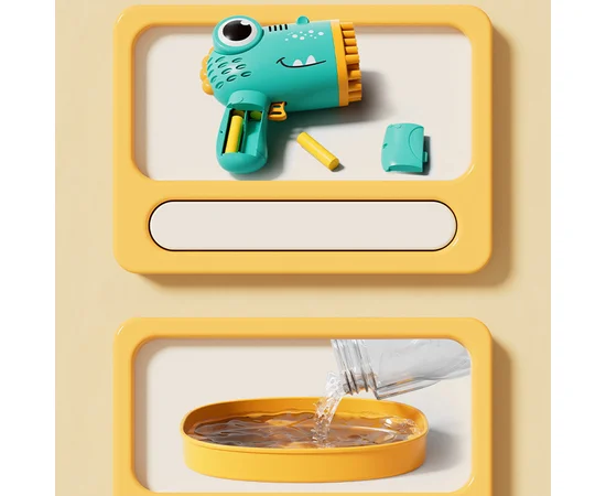 Пістолет для мильних бульбашок Dinosaur Bubble Gun з насадкою на 40 отворів 50ml Green