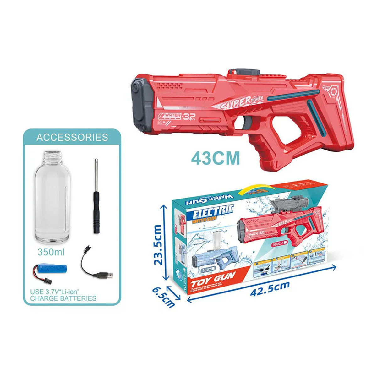 Водный аккумуляторный автомат Space Model Water Gun 9002A (750ml) with lithium battery Red