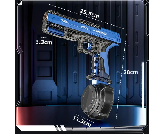 Водяний акумуляторний пістолет Water Gun 66-35 (500ml) with lithium battery Transparent blue