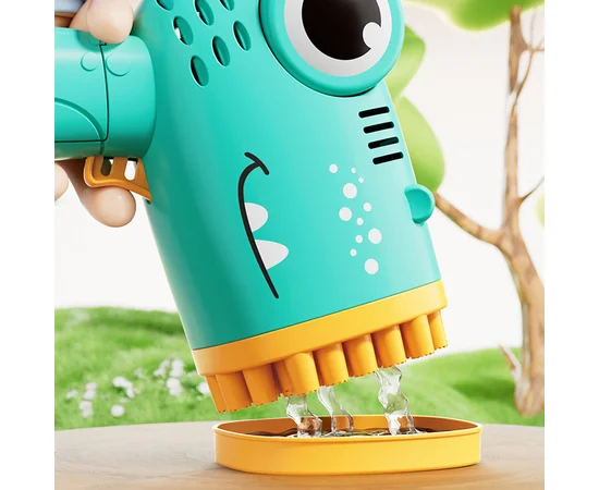 Пістолет для мильних бульбашок Dinosaur Bubble Gun з насадкою на 40 отворів 50ml Green