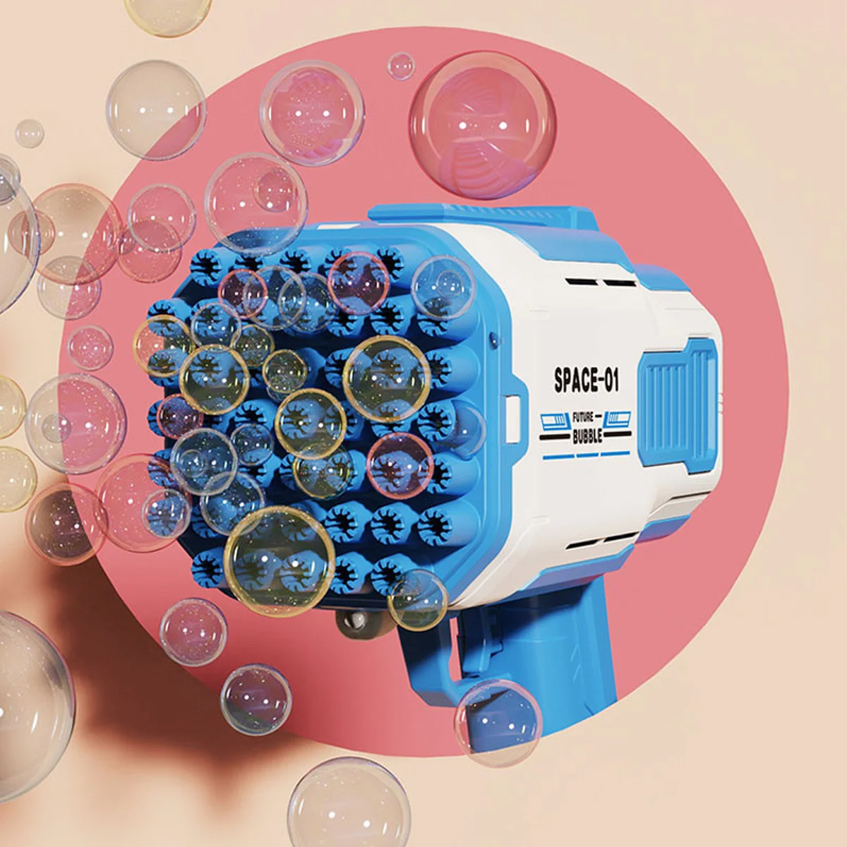 Пистолет для мыльных пузырей Bubble Gun 698-20 с насадками на 32/45 отверстий 50ml Blue