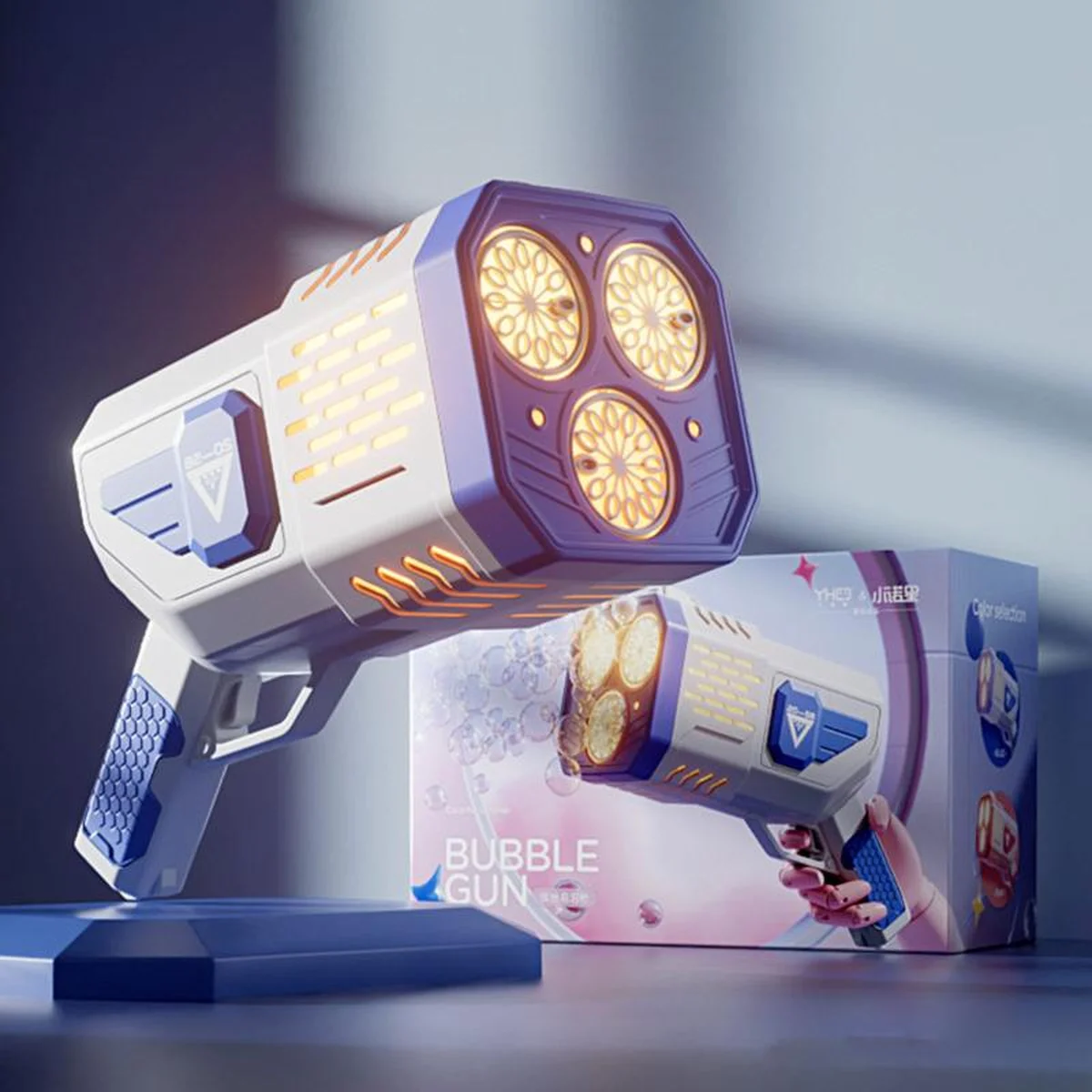 Пистолет с мыльными пузырями SHT 333-16 на 36 отверстий + 2xbottle 150ml Blue
