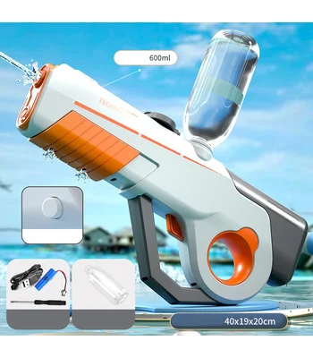 Водний акумуляторний автомат Water Gun 8002C (600ml) with lithium battery White / Orange
