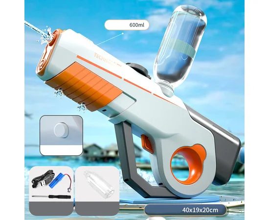 Водний акумуляторний автомат Water Gun 8002C (600ml) with lithium battery White / Orange