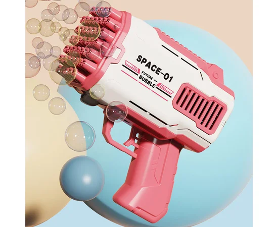 Пістолет для мильних бульбашок Bubble Gun 698-20 з насадками на 32/45 отворів 50ml Pink