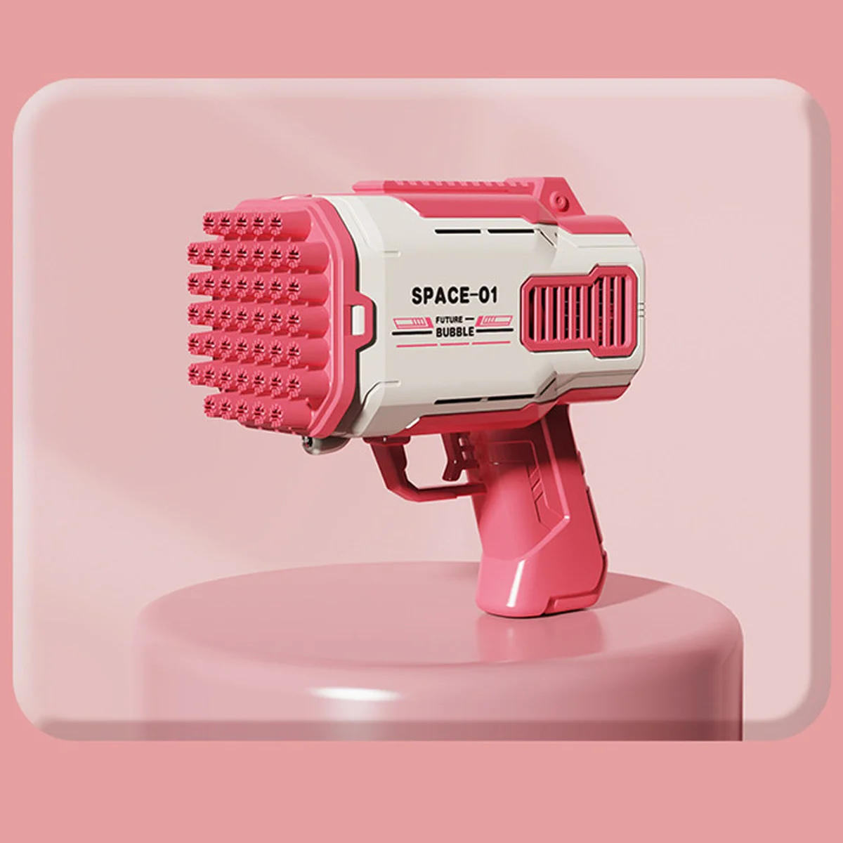 Пистолет для мыльных пузырей Bubble Gun 698-20 с насадками на 32/45 отверстий 50ml Pink