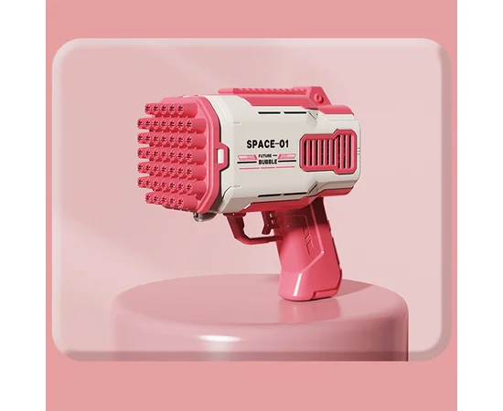 Пістолет для мильних бульбашок Bubble Gun 698-20 з насадками на 32/45 отворів 50ml Pink