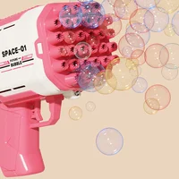 Пистолет для мыльных пузырей Bubble Gun 698-20 с насадками на 32/45 отверстий 50ml Pink