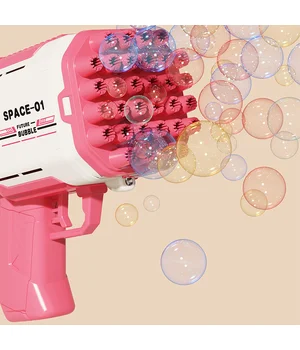 Пистолет для мыльных пузырей Bubble Gun 698-20 с насадками на 32/45 отверстий 50ml Pink