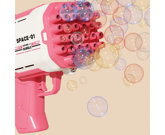Пістолет для мильних бульбашок Bubble Gun 698-20 з насадками на 32/45 отворів 50ml Pink