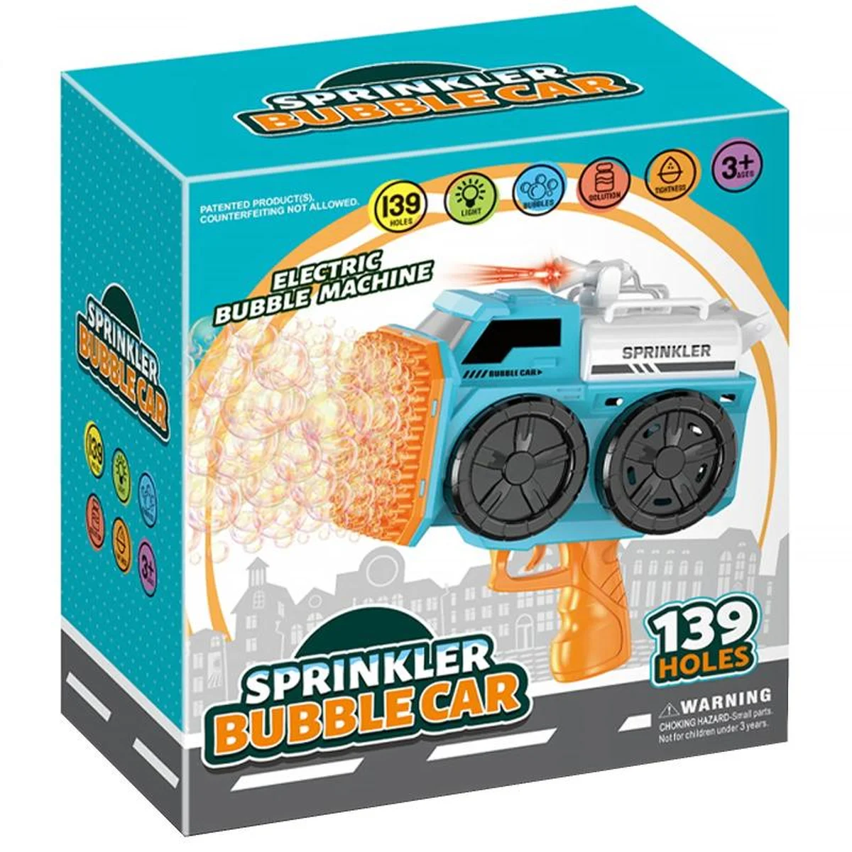 Пистолет с мыльными пузырями SHT KB1295 Truck на 139 отверстий + 2xbottle 60ml Blue