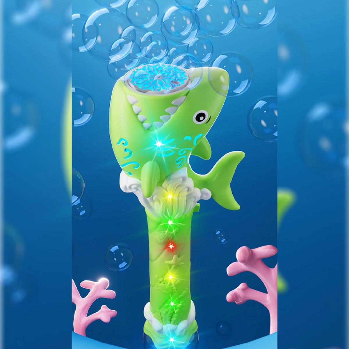 Пистолет с мыльными пузырями H038 Shark + bottle 50ml Green