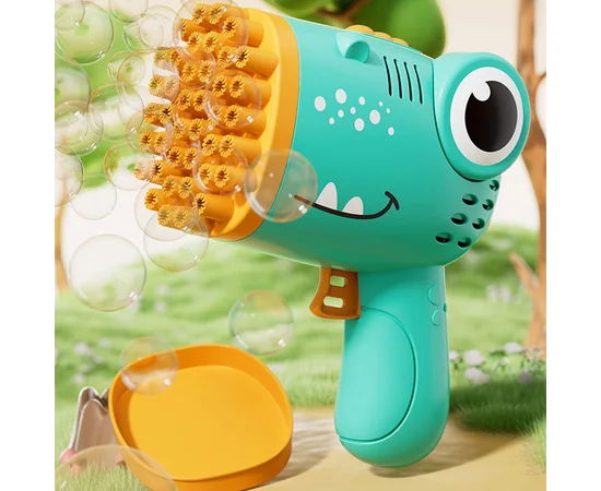 Пістолет для мильних бульбашок Dinosaur Bubble Gun з насадкою на 40 отворів 50ml Green