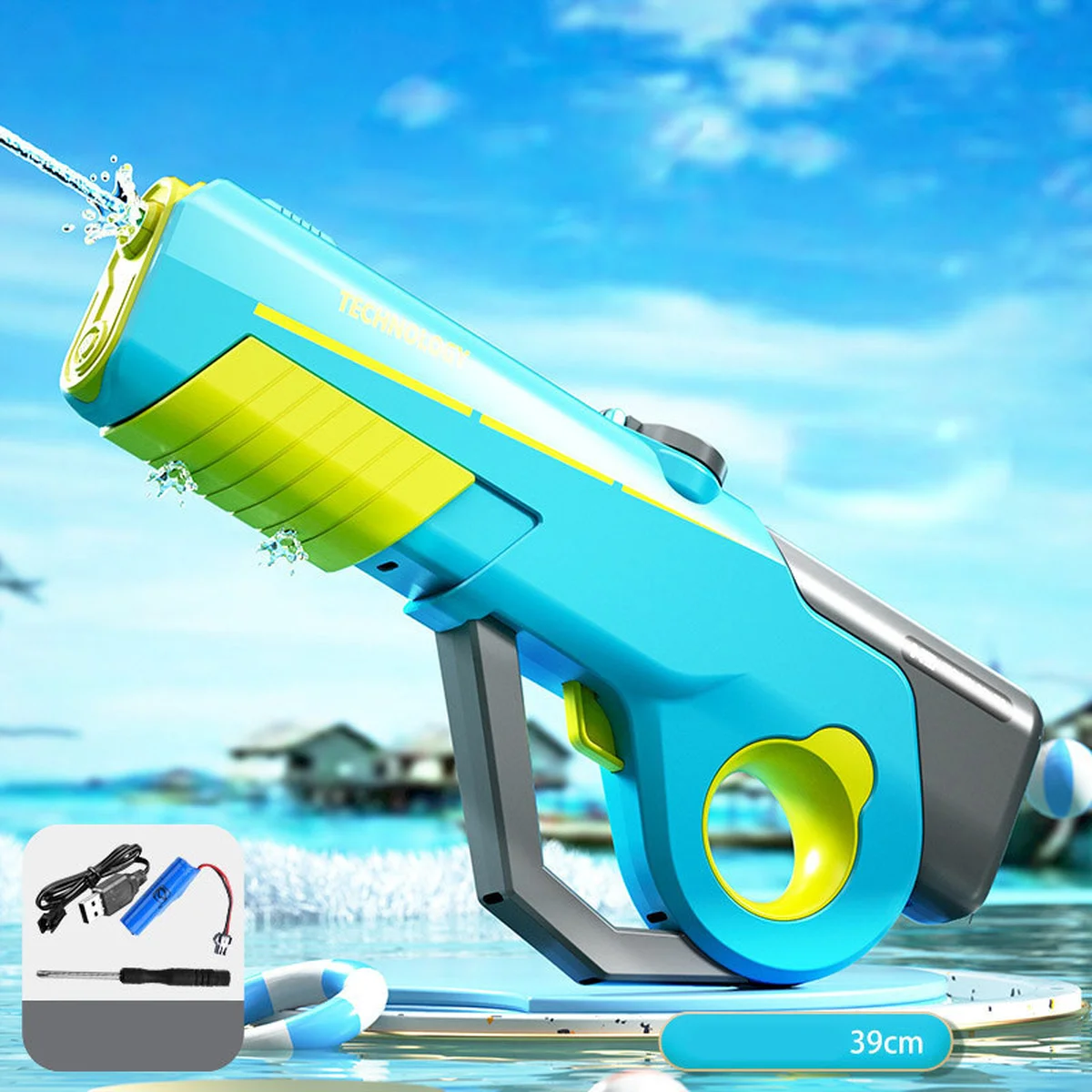 Водный аккумуляторный автомат Water Gun 8002C (600ml) with lithium battery Blue / Yellow