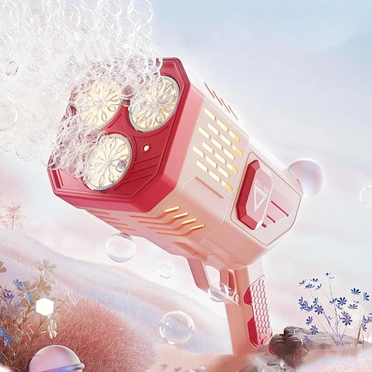 Пистолет с мыльными пузырями SHT 333-16 на 36 отверстий + 2xbottle 150ml Pink