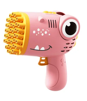 Пистолет для мыльных пузырей Dinosaur Bubble Gun с насадкой на 40 отверстий 50ml Pink