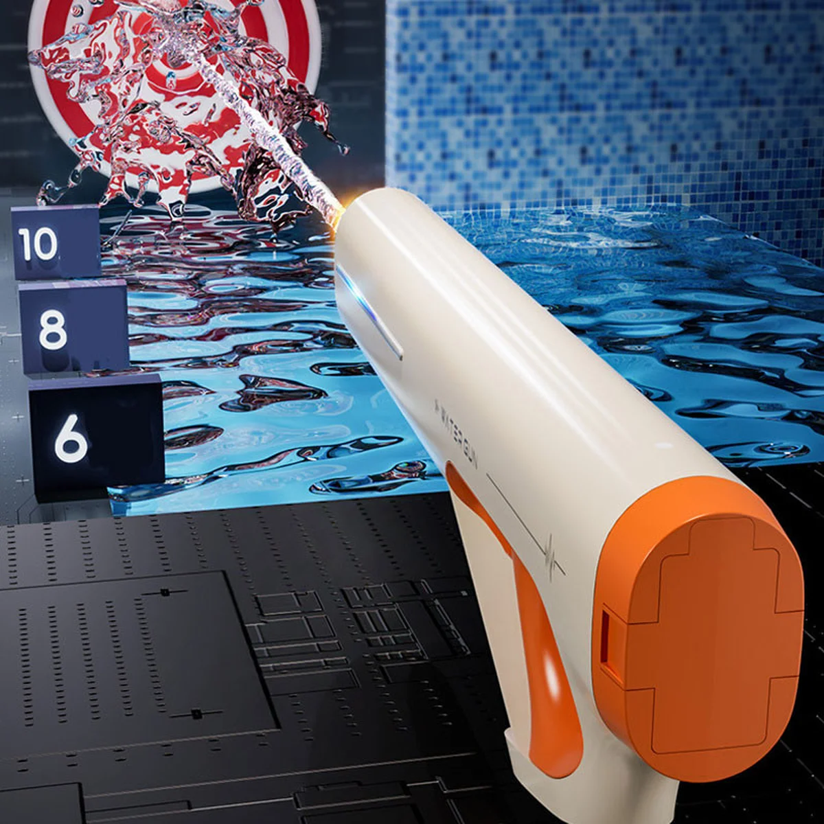 Водный аккумуляторный автомат Water Gun 185-66 (400ml) with lithium battery White / Orange