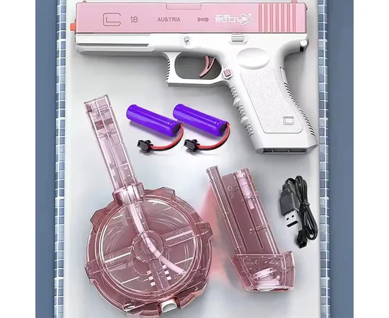 Водяний акумуляторний пістолет Glock Water Gun (250ml) with lithium battery Pink