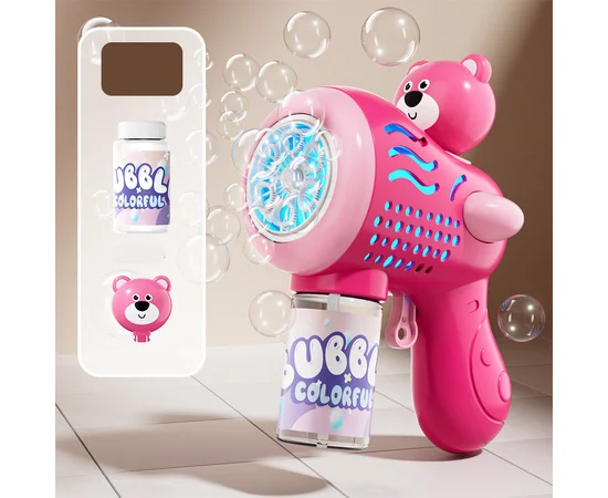 Пістолет із мильними бульбашками H058 Little Bear + bottle 50ml Pink