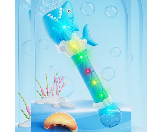 Пистолет с мыльными пузырями H038 Shark + bottle 50ml Light Blue