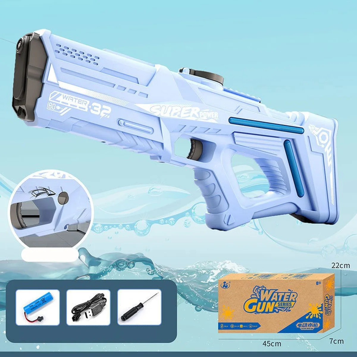 Водный аккумуляторный автомат Space Model Water Gun 9002A (750ml) with lithium battery Light Blue