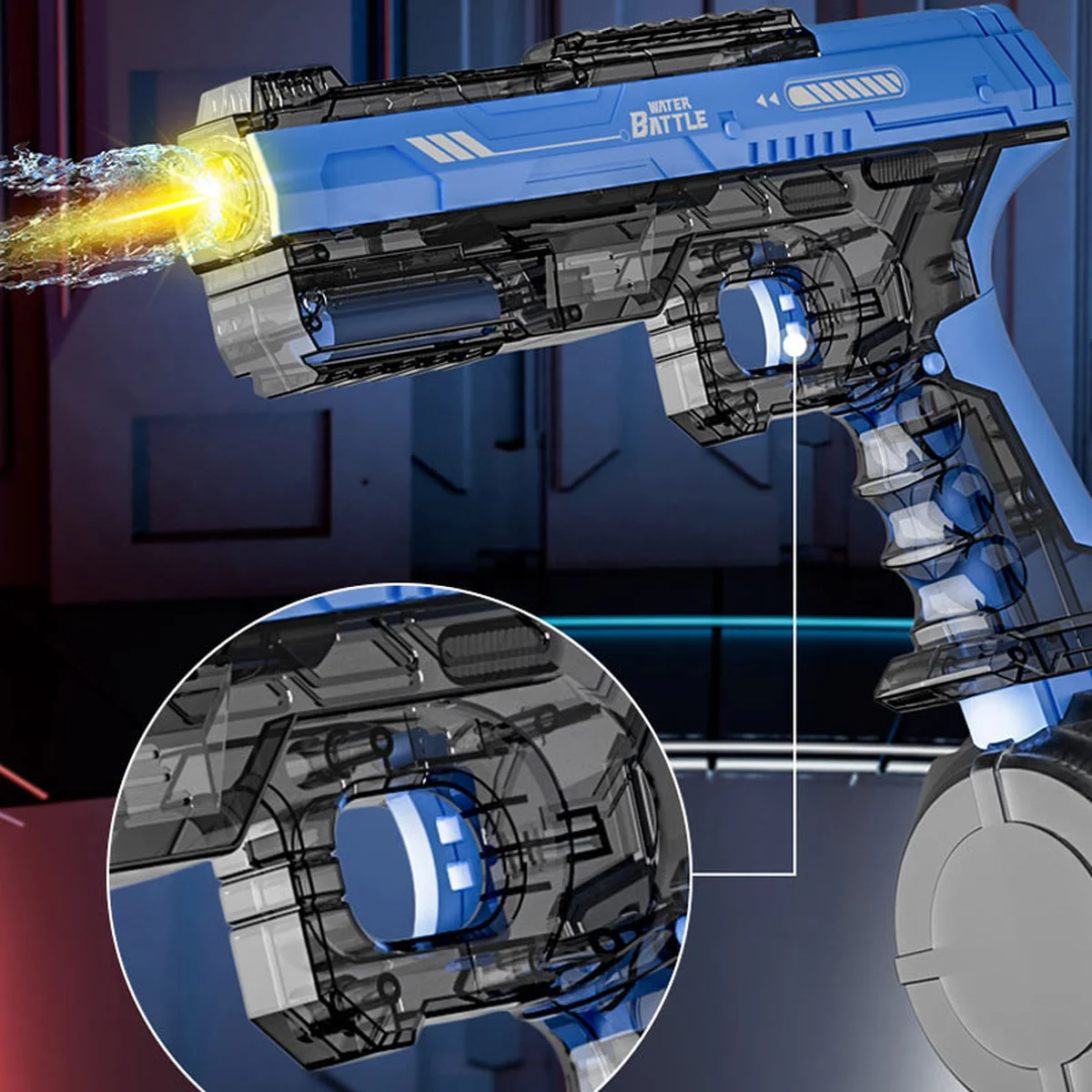 Водный аккумуляторный пистолет Water Gun 66-35 (500ml) with lithium battery Transparent blue