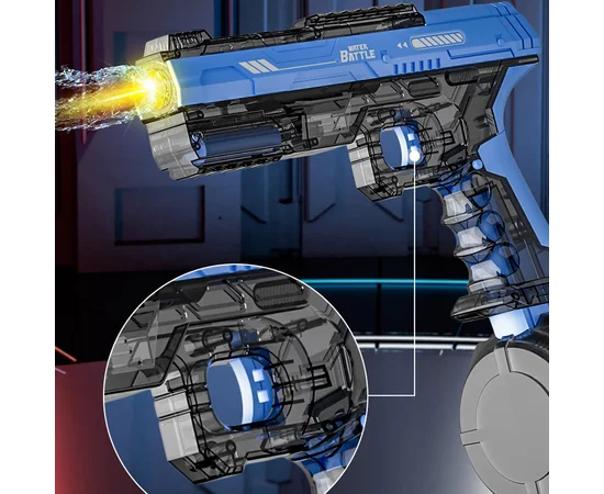 Водяний акумуляторний пістолет Water Gun 66-35 (500ml) with lithium battery Transparent blue