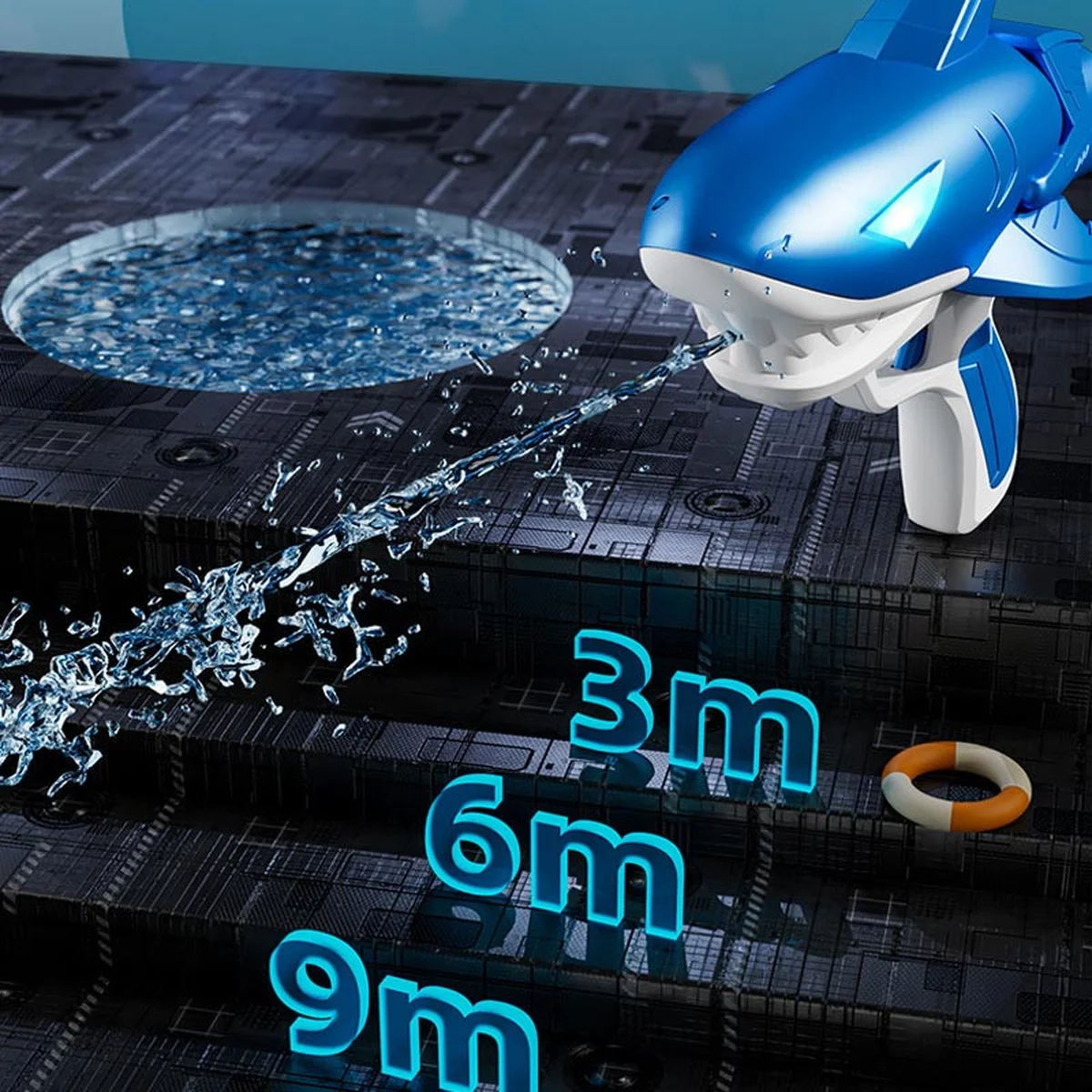 Водный аккумуляторный пистолет Shark Water Gun 185-68 (300ml) with lithium battery Blue