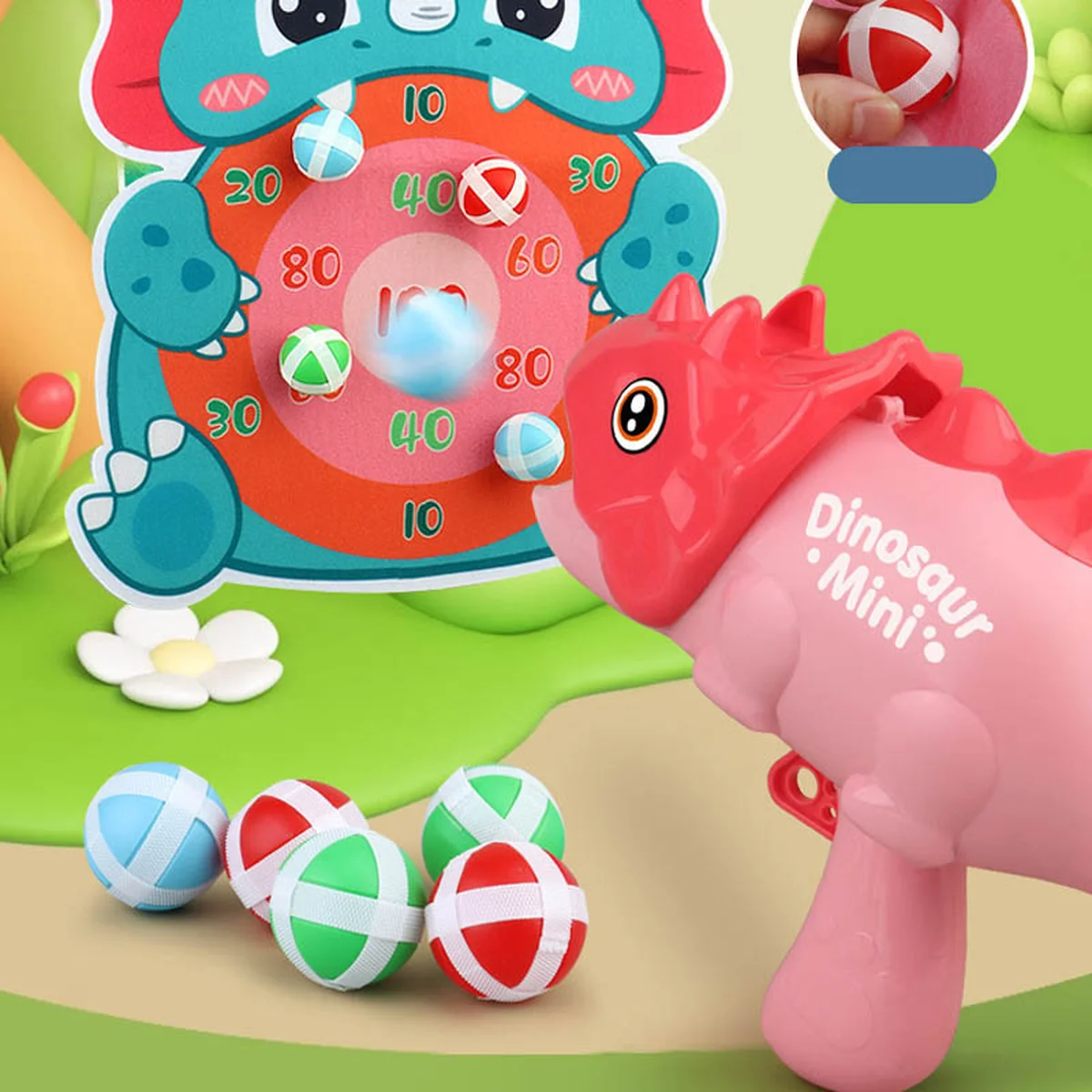 Интерактивная игра Dinosaur Athletics Gun на липучках + мишень Red