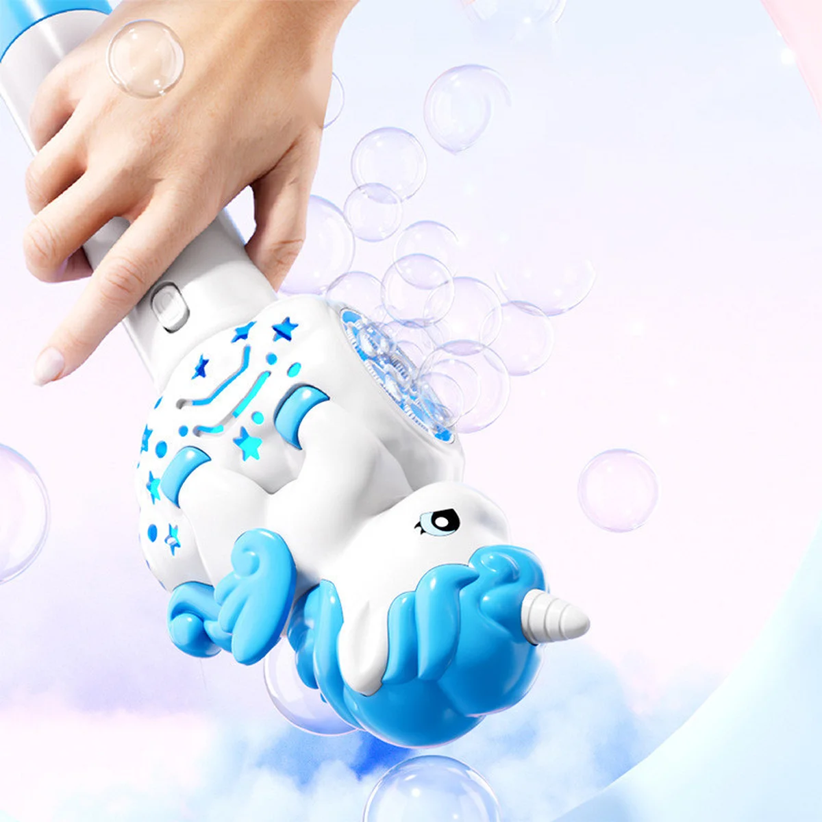 Пистолет с мыльными пузырями H055 Little Unicorn + bottle 50ml Light Blue