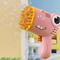 Пистолет для мыльных пузырей Dinosaur Bubble Gun с насадкой на 40 отверстий 50ml Pink