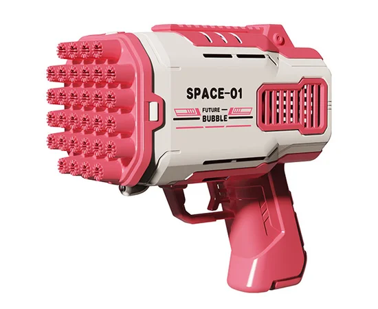Пістолет для мильних бульбашок Bubble Gun 698-20 з насадками на 32/45 отворів 50ml Pink