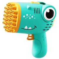 Пістолет для мильних бульбашок Dinosaur Bubble Gun з насадкою на 40 отворів 50ml Green