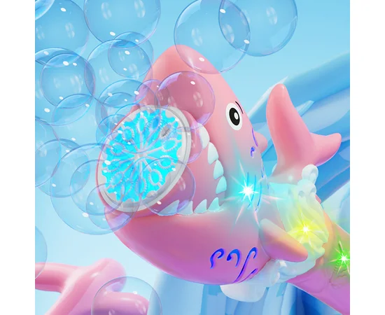 Пистолет с мыльными пузырями H038 Shark + bottle 50ml Pink