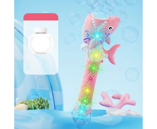 Пистолет с мыльными пузырями H038 Shark + bottle 50ml Pink