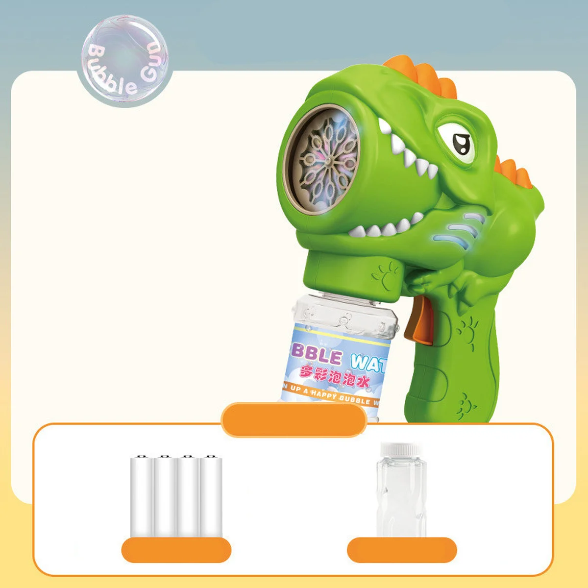 Пістолет із мильними бульбашками H007 Dinosaur + bottle 50ml Green