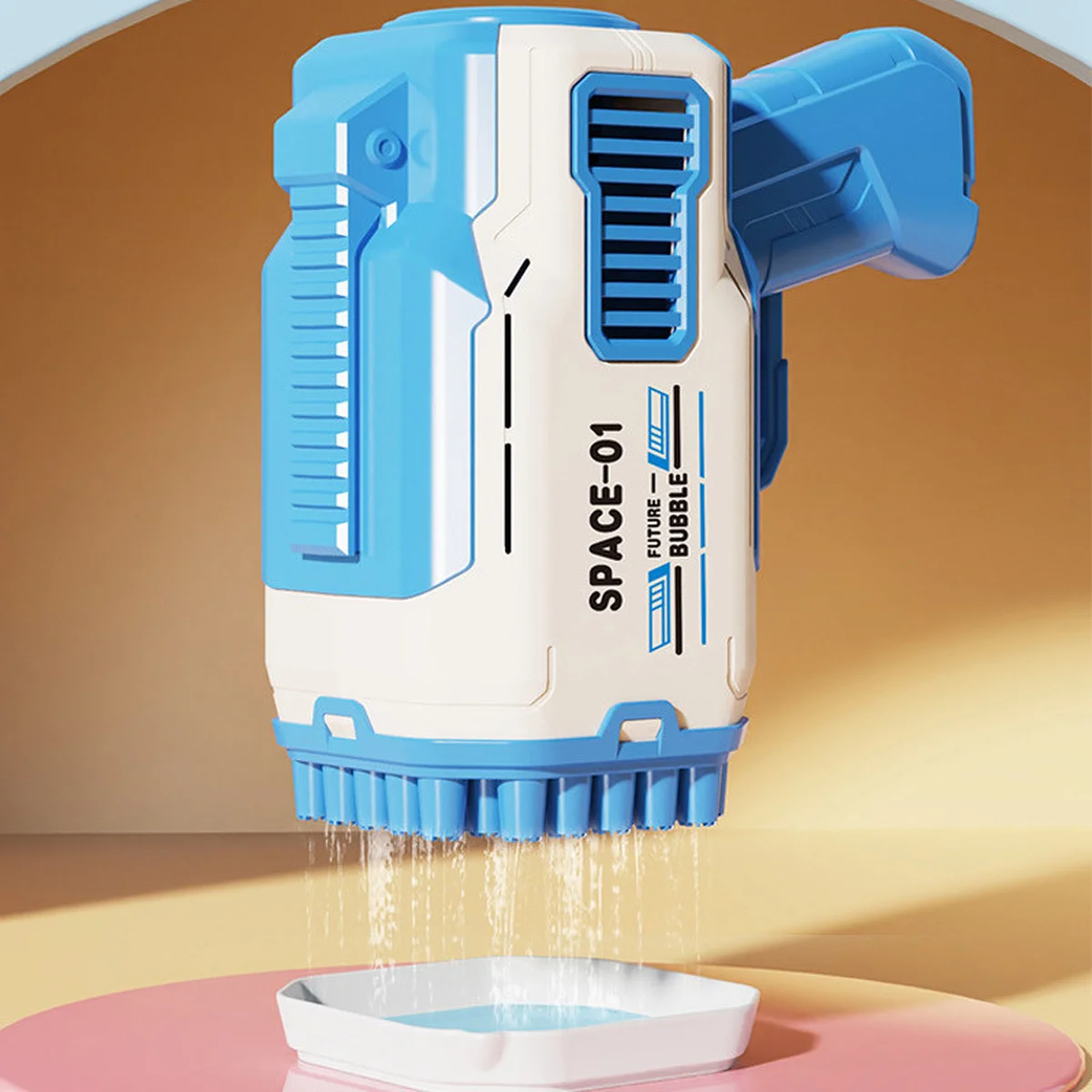 Пистолет для мыльных пузырей Bubble Gun 698-20 с насадками на 32/45 отверстий 50ml Blue