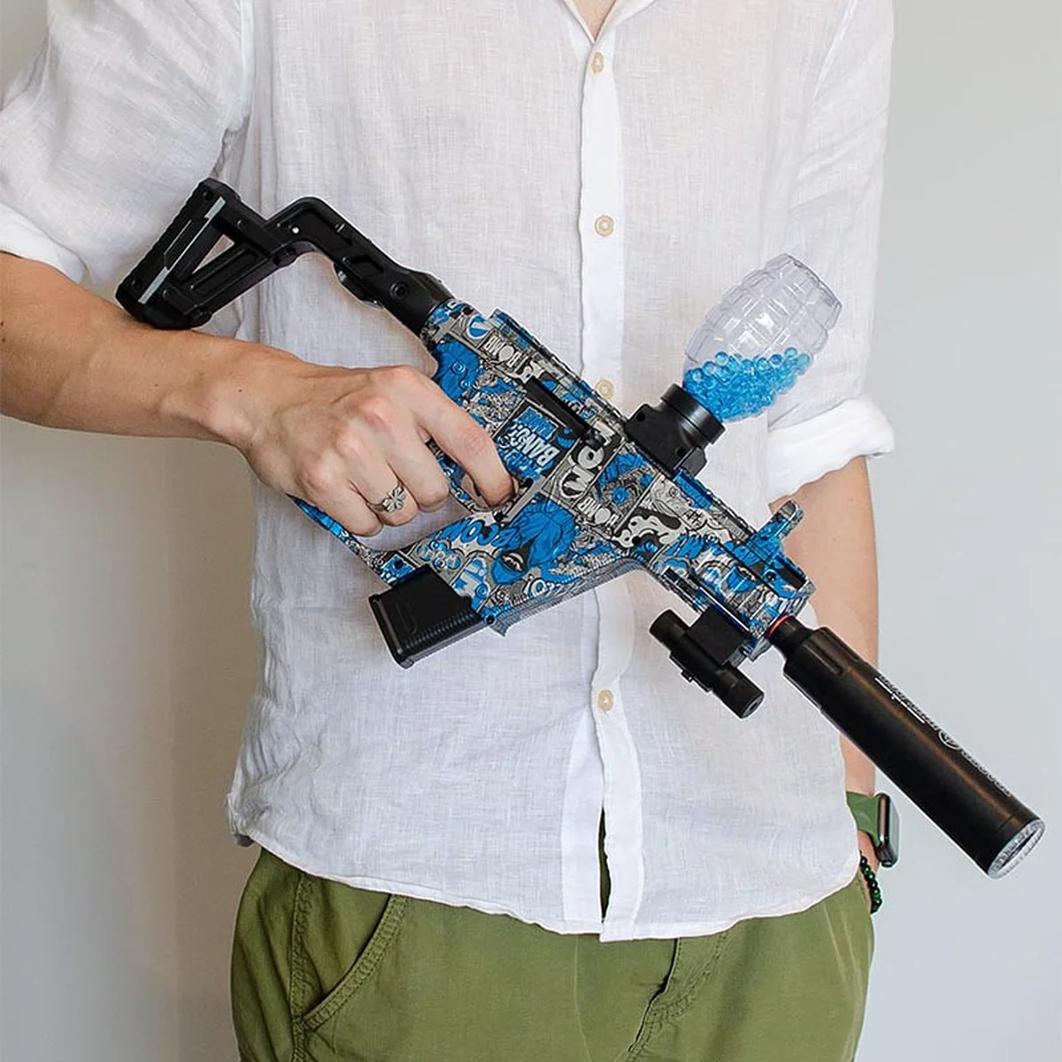 Автомат на гидрогелевых шариках (орбизах) Gel Energy Graffiti Blue