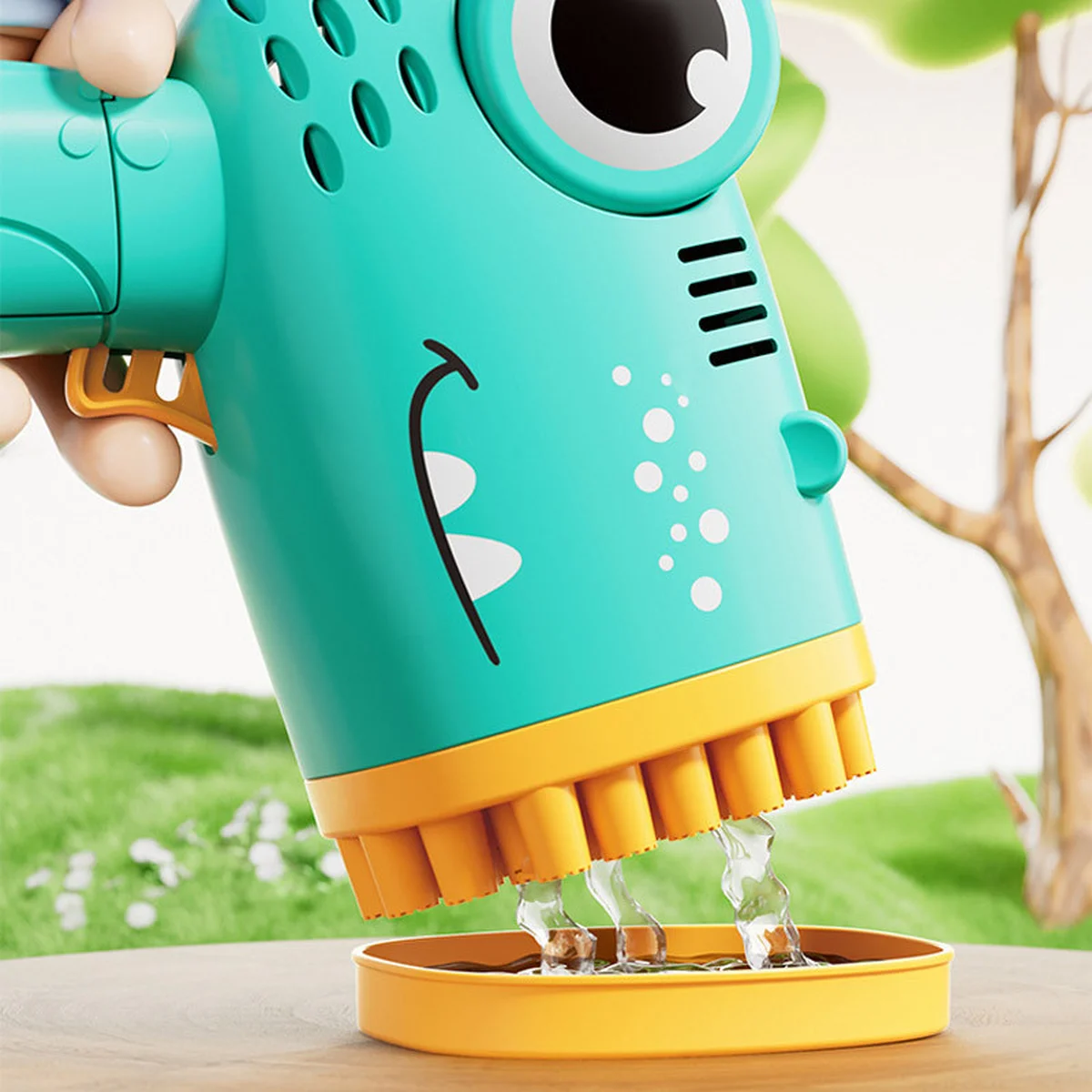 Пистолет для мыльных пузырей Dinosaur Bubble Gun с насадкой на 40 отверстий 50ml Green