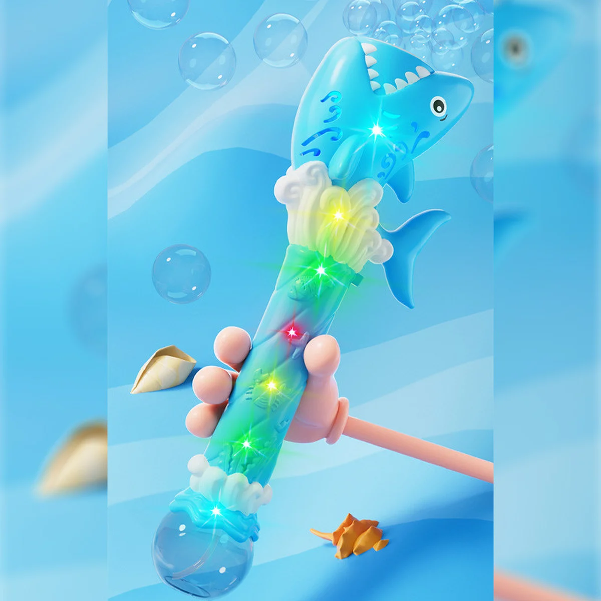 Пистолет с мыльными пузырями H038 Shark + bottle 50ml Light Blue