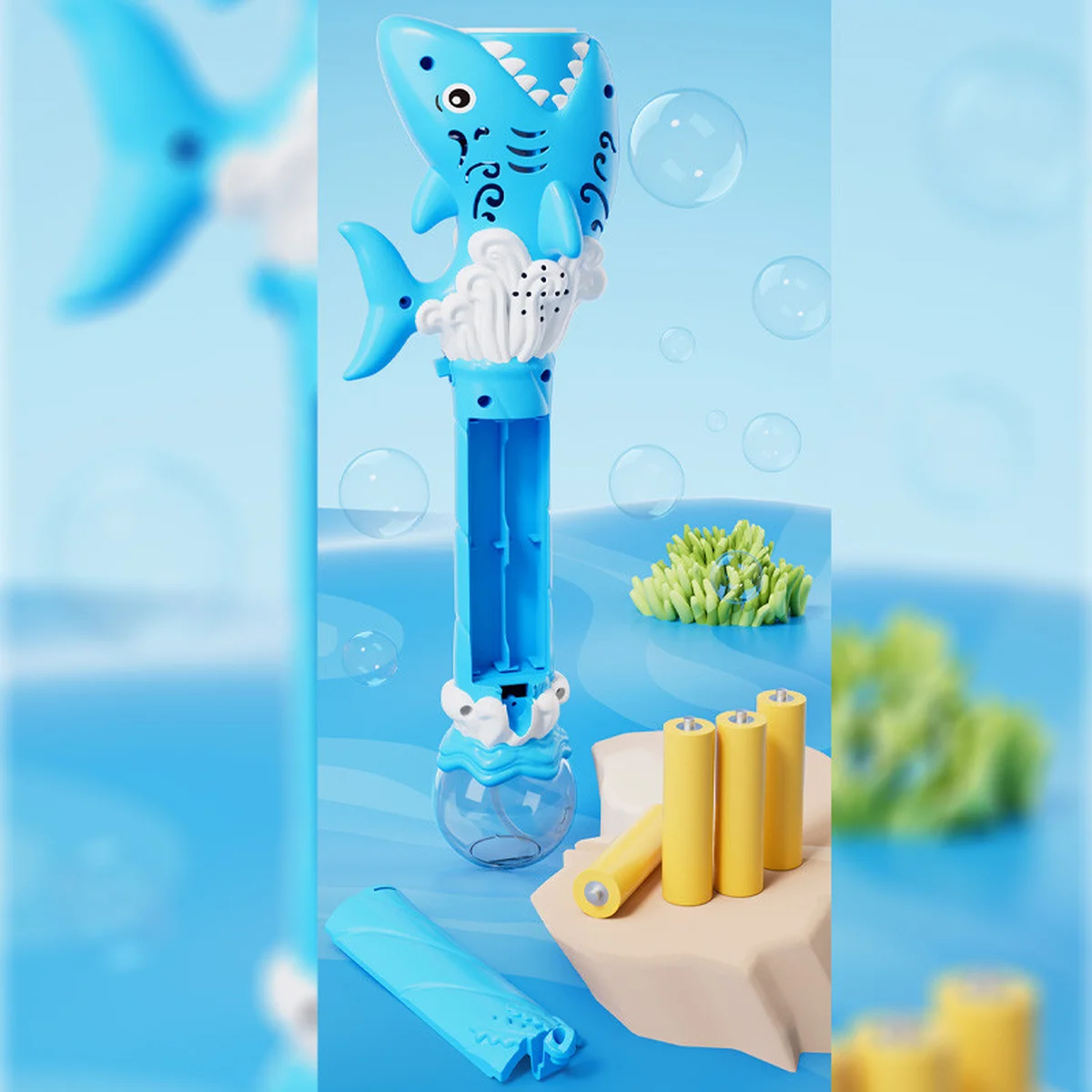 Пистолет с мыльными пузырями H038 Shark + bottle 50ml Light Blue