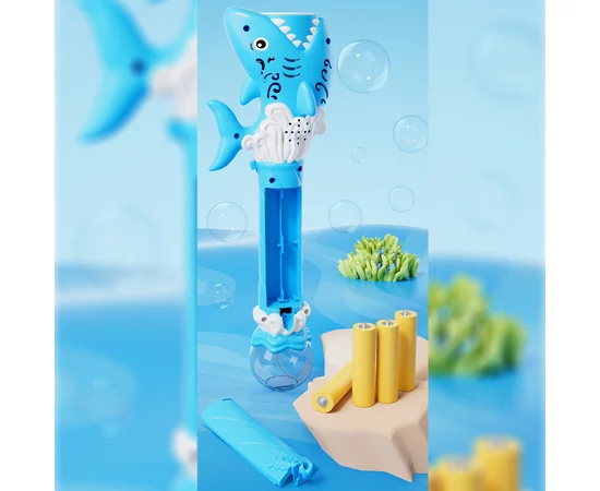 Пістолет з мильними бульбашками H038 Shark+bottle 50ml Light Blue