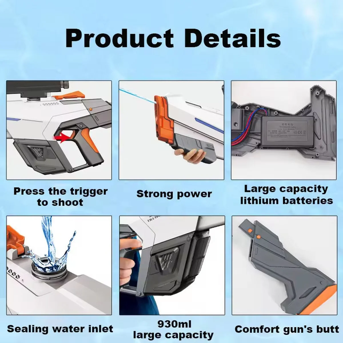 Водний акумуляторний автомат Water Gun 2307 (650ml) with lithium battery White